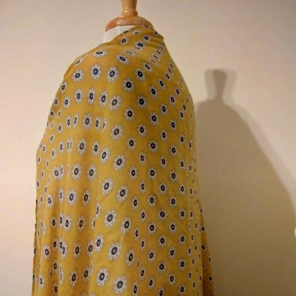 SOUQ Dark blue Mustard Semi Sheer Scarf Multifunctional Rectangle Tassel - Picture 3 of 12